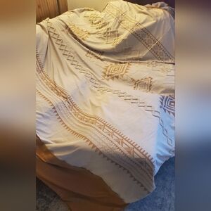 Geometric Patterned Cream and Brown Bedding Set Southwestern Duvet Cover And Sha